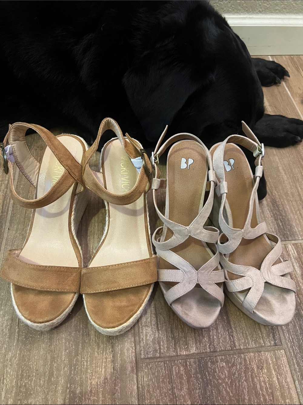 Lot of 2 pairs 7.5 women’s wedges brown nude Vicki-Vicki BP